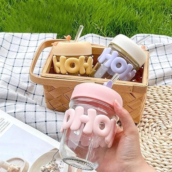 HOHO Glass Reusable Sipper Bottle(Imported)