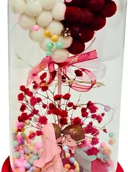 Sellknow Love Heart Floating | Flower Dome with LED Lights | Gifts for Valentine's