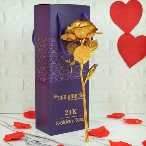 TIED RIBBONS 24k Gold Plated Artificial Rose Flower